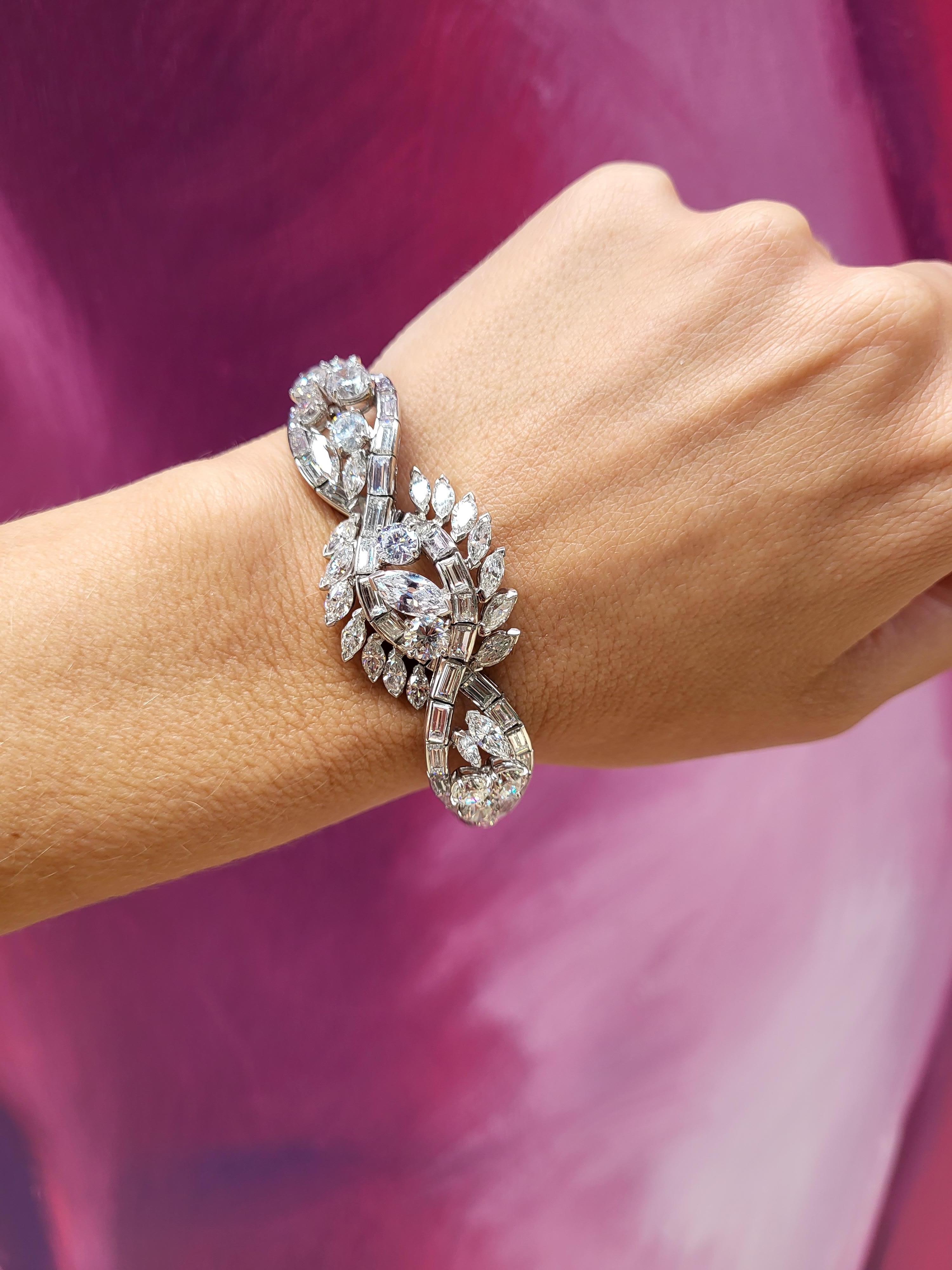 Edwardianisch inspiriertes Armband mit 25,54 Karat Gesamtgewicht in Diamanten  im Angebot 1