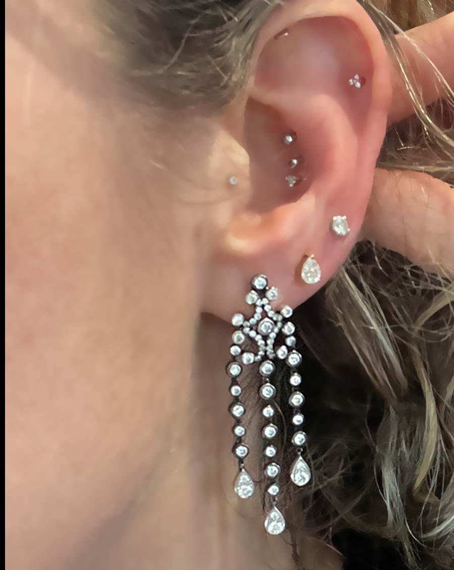 Belle Époque Diamond Chandelier Earrings In New Condition For Sale In Beverly Hills, CA
