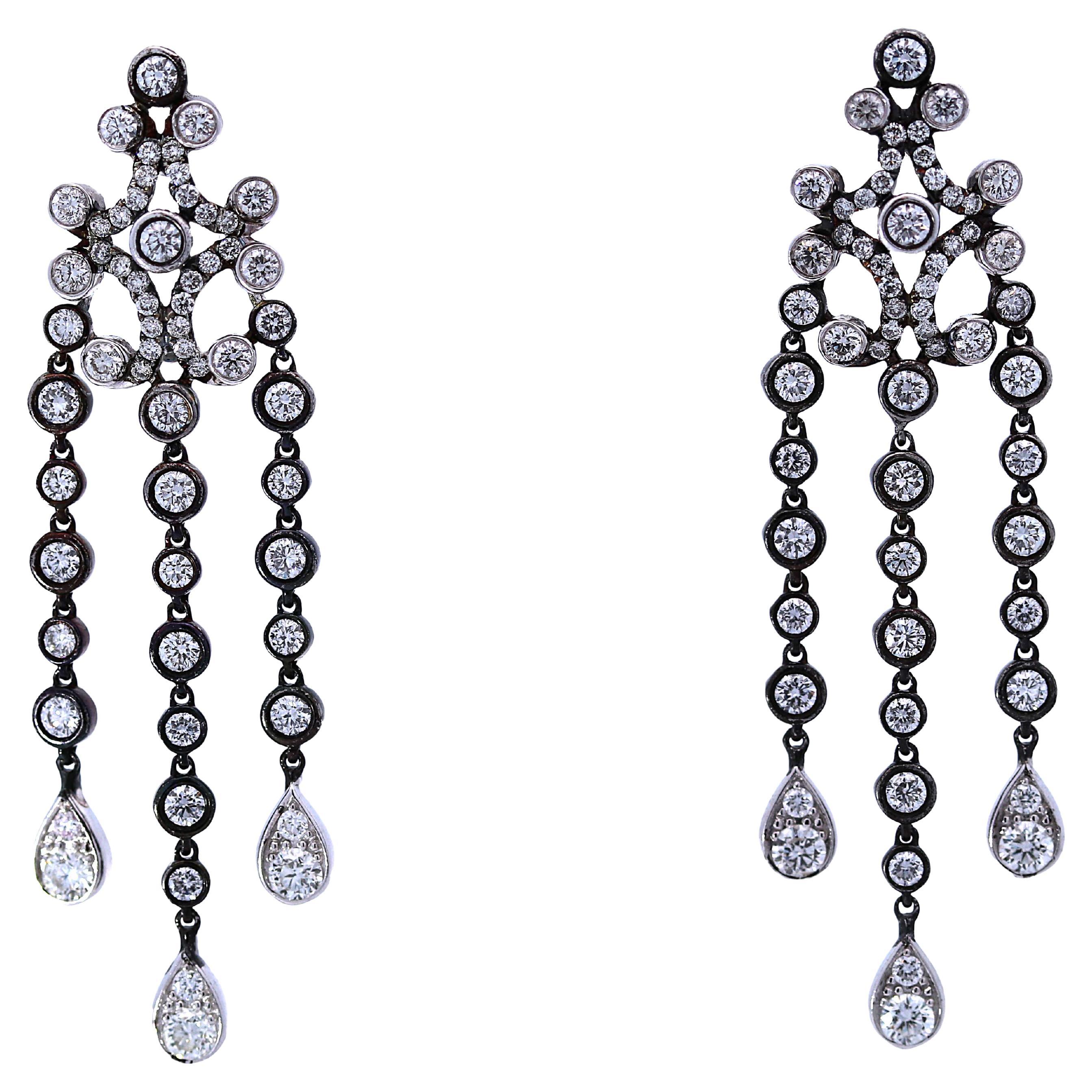 Belle Époque Diamond Chandelier Earrings For Sale
