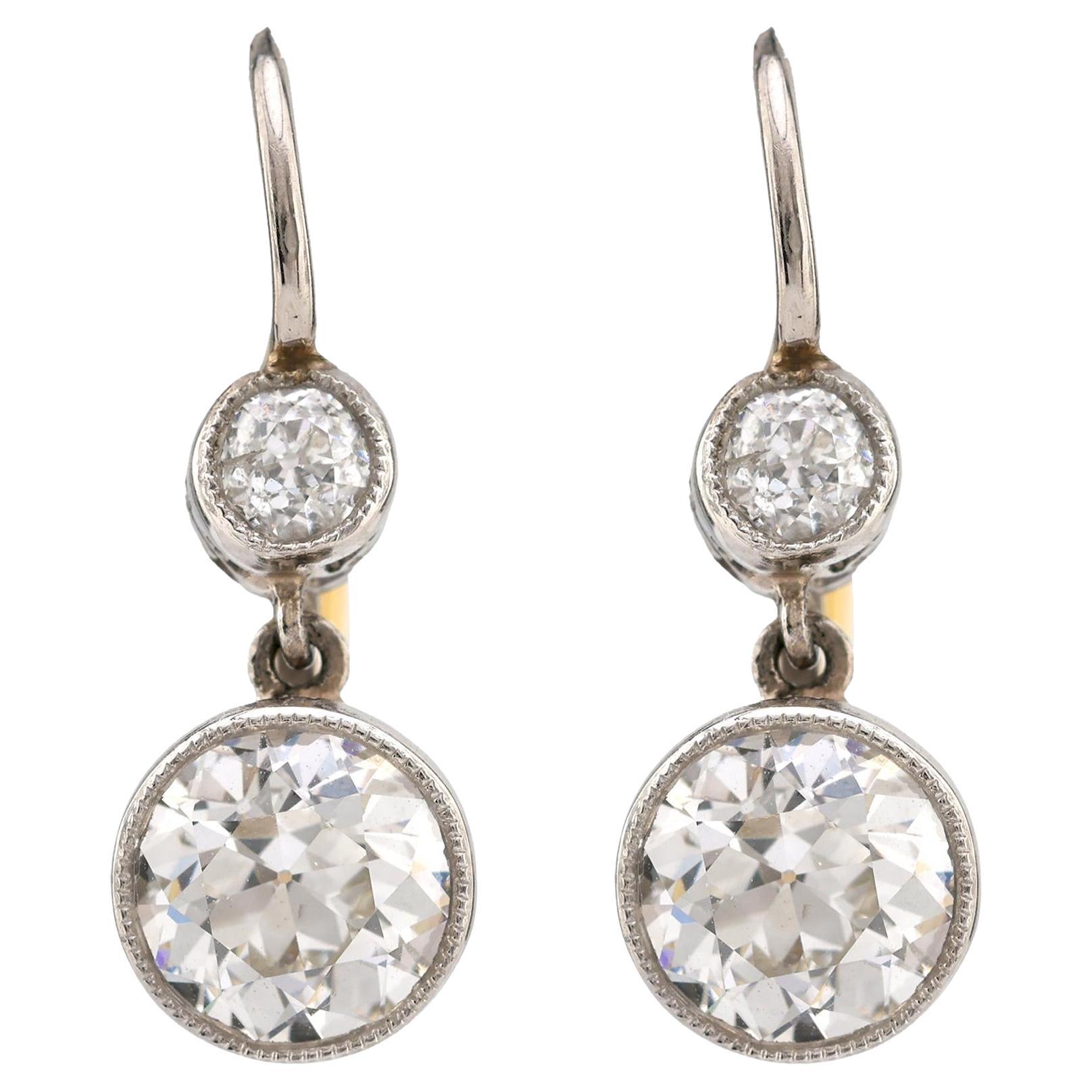 Edwardian Inspired Diamond Two Tone Drop Earrings