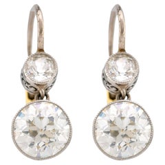 Edwardian Inspired Old Cut Diamond 18K White Yellow Gold Earrings