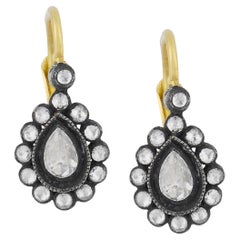 Edwardian inspired rose cut diamond 18k yellow gold earrings