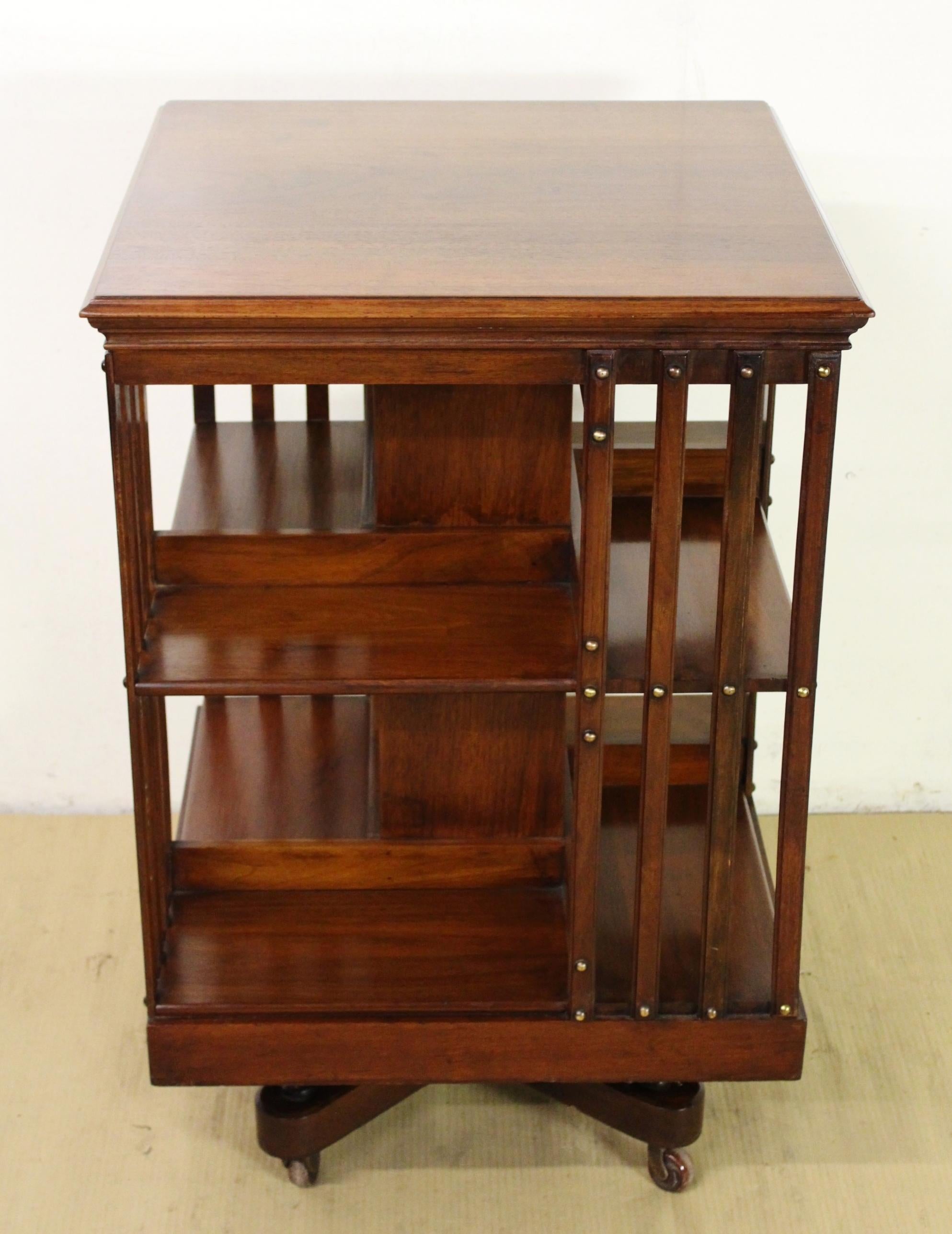 English Edwardian Iron Based Revolving Bookcase For Sale