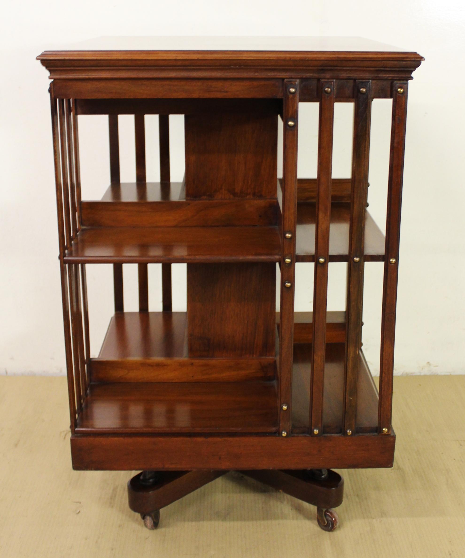 Edwardian Iron Based Revolving Bookcase In Good Condition For Sale In Poling, West Sussex