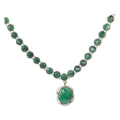 Edwardian Jade and 18 Carat Gold Necklace