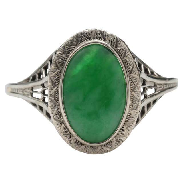 22K Gold and Jade Antique Ring Certified Untreated at 1stDibs