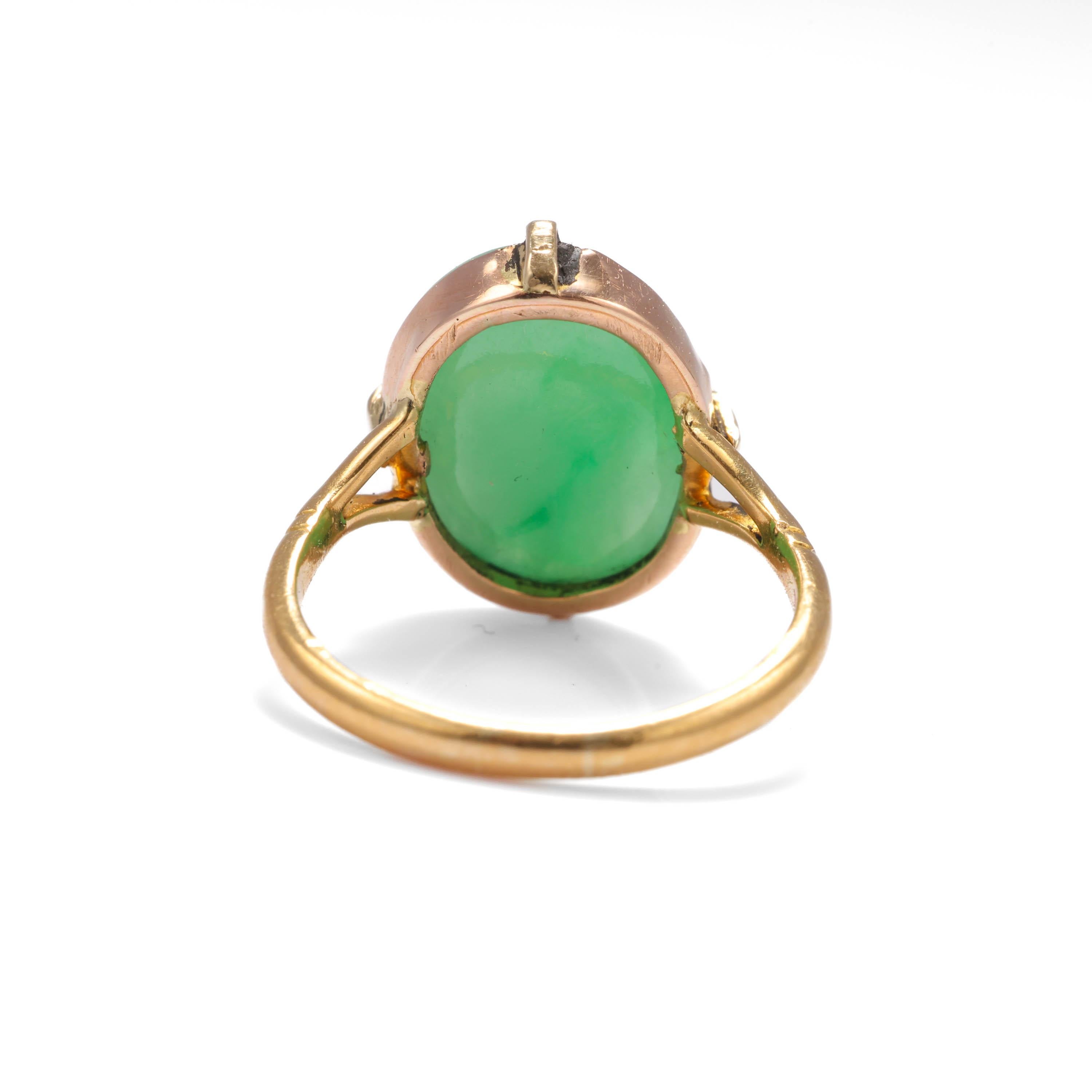 Edwardian Jade Ring Bright Apple Green Certified Untreated For Sale 1