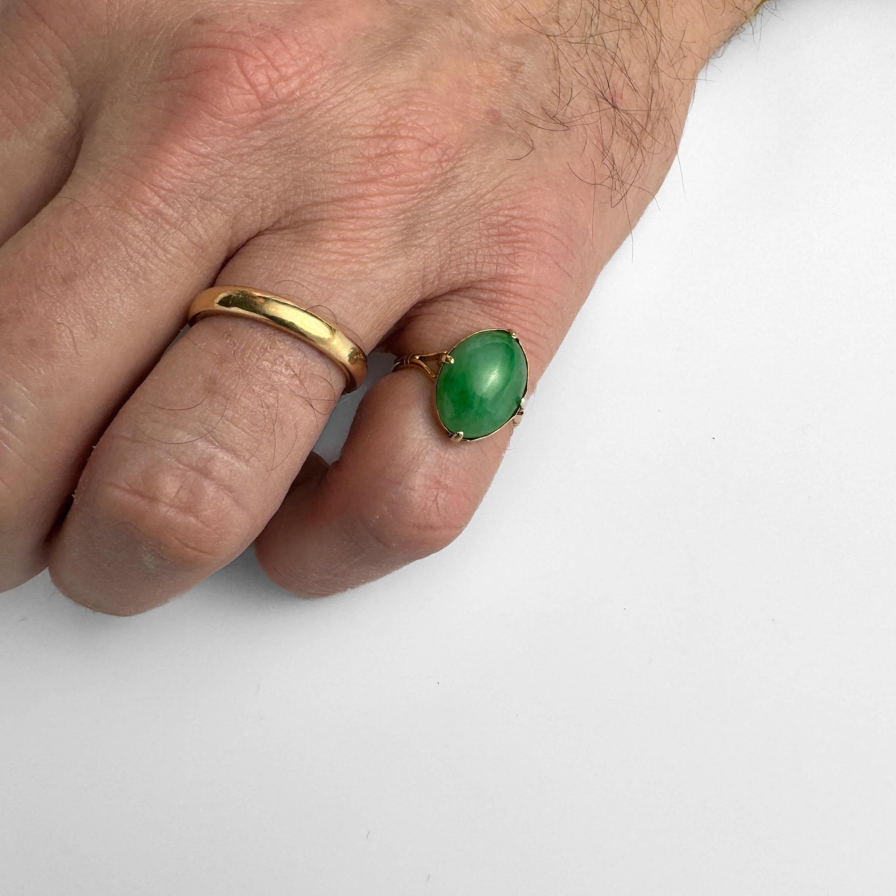 Edwardian Jade Ring Bright Apple Green Certified Untreated For Sale 3