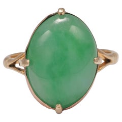 Edwardianischer Jade-Ring, leuchtend Apfelgrün, zertifiziert und unbehandelt