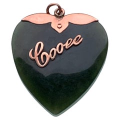 cœur édouardien en jade et or rose 9 carats