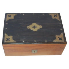 Edwardian Keepsake Box with Brass Corner Cut Outs Detail Trim Accents circa 1900
