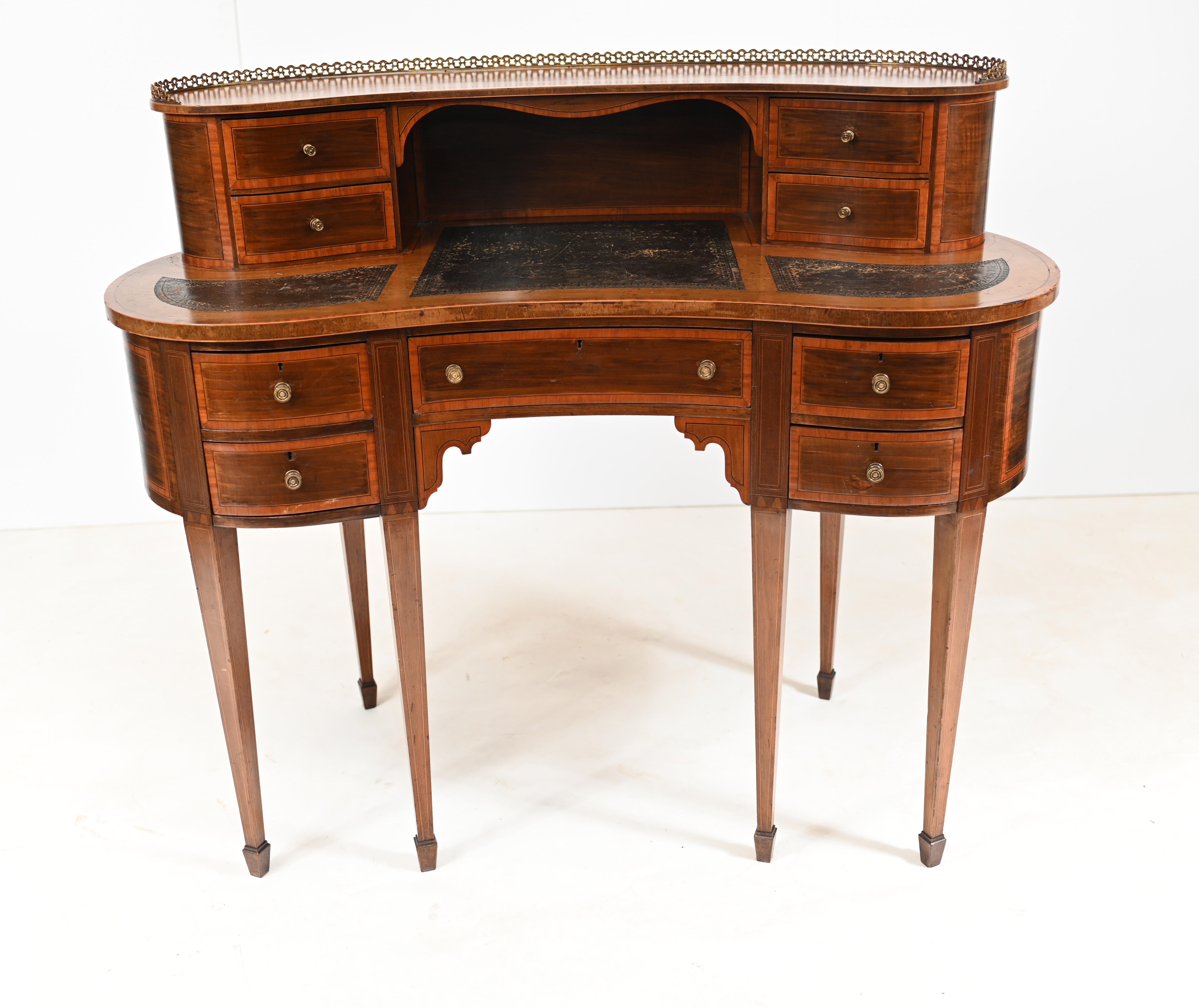 Edwardian Kidney Bean Desk Writing Table, 1910 In Good Condition For Sale In Potters Bar, GB