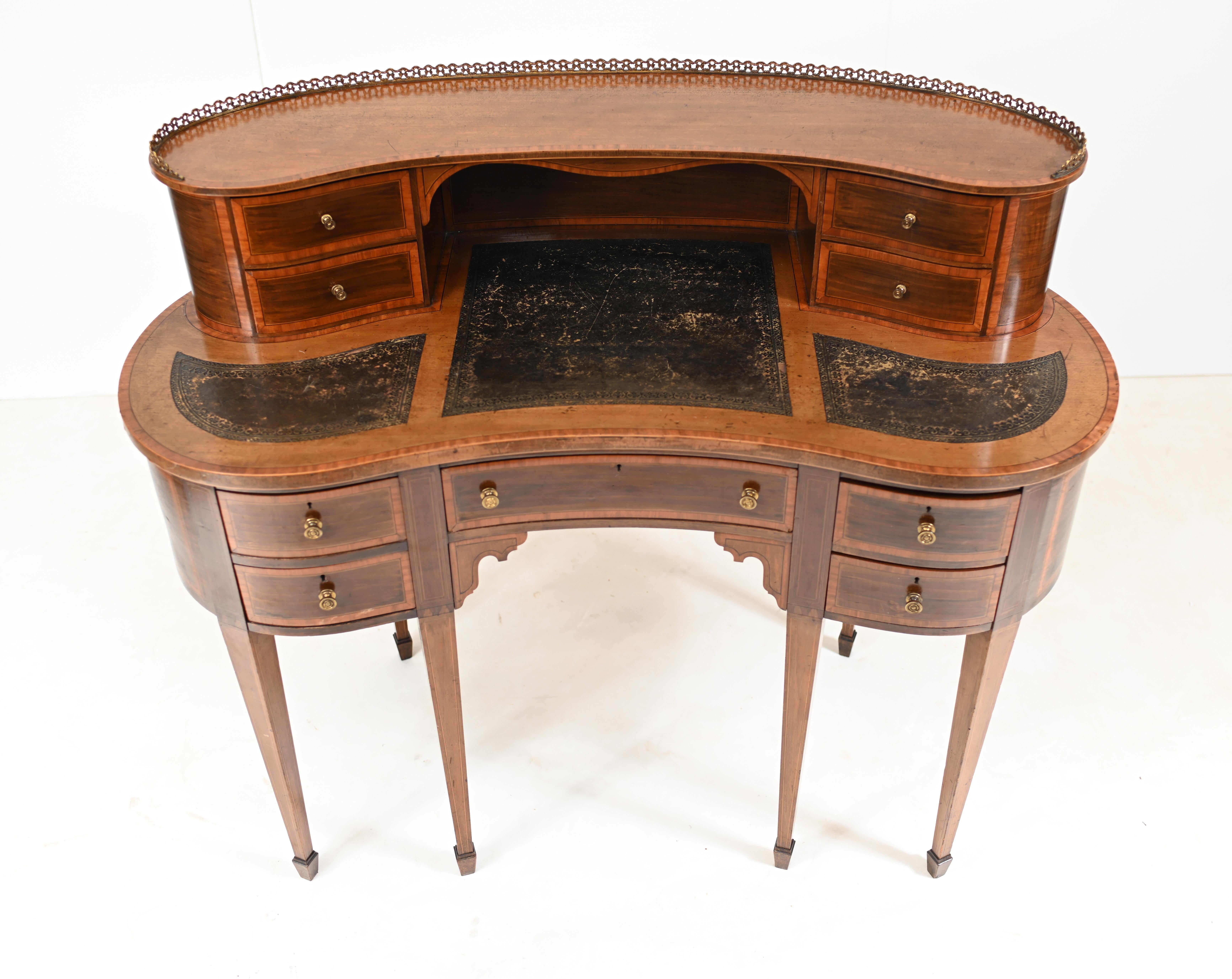 Early 20th Century Edwardian Kidney Bean Desk Writing Table, 1910 For Sale