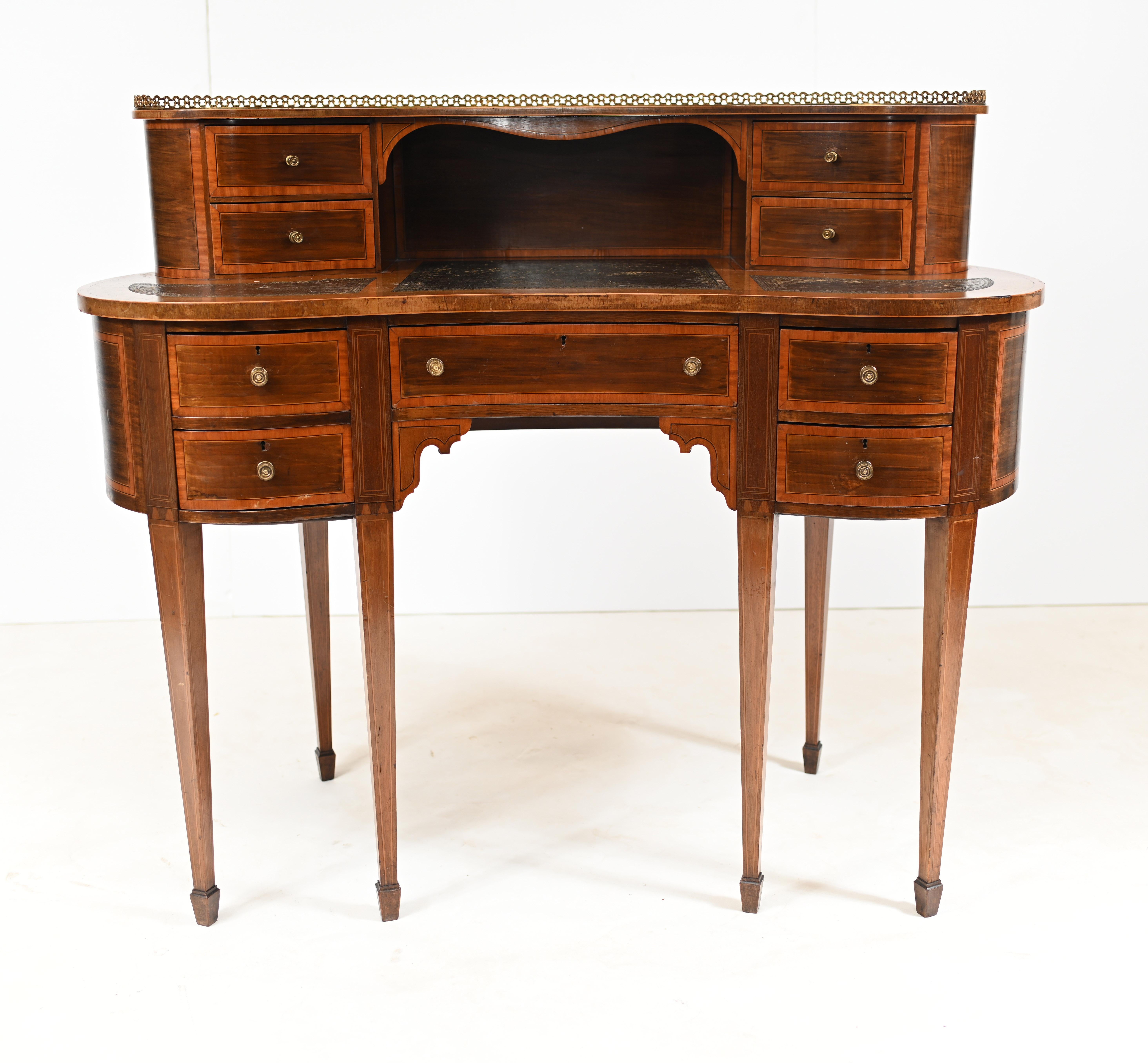 Satinwood Edwardian Kidney Bean Desk Writing Table, 1910 For Sale