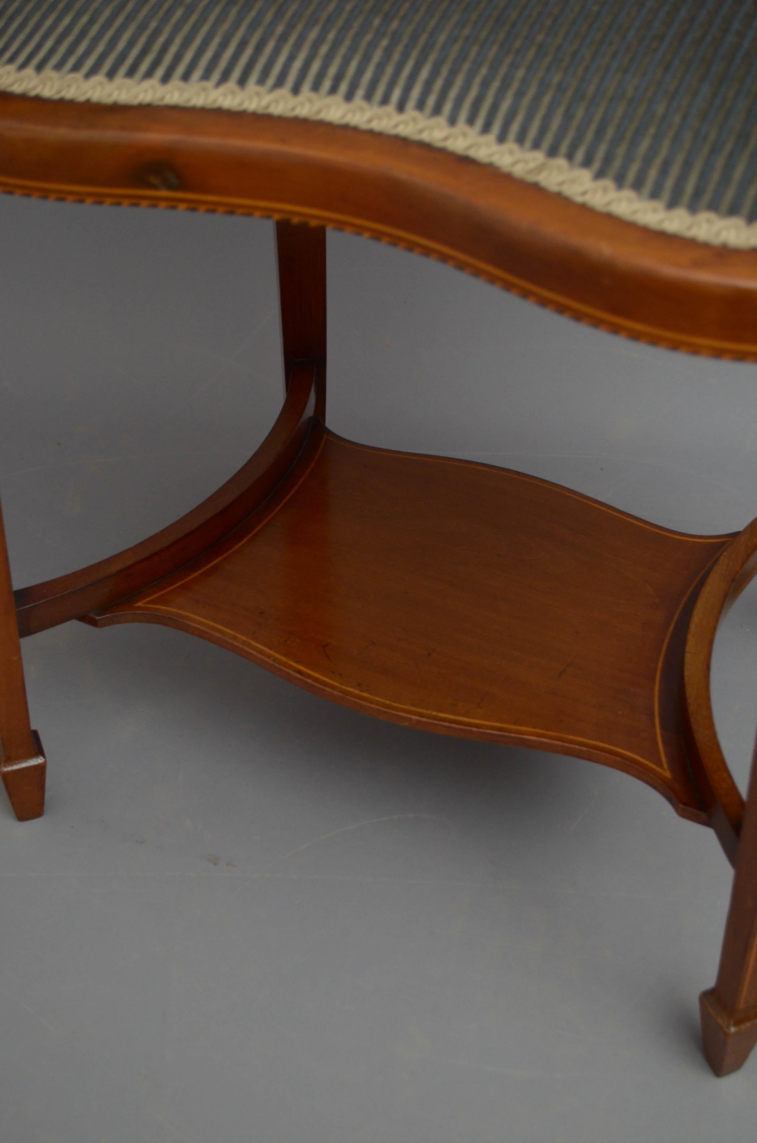 Edwardian Kidney Shaped Stool For Sale 3