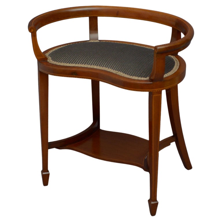 Edwardian Kidney Shaped Stool For Sale at 1stDibs