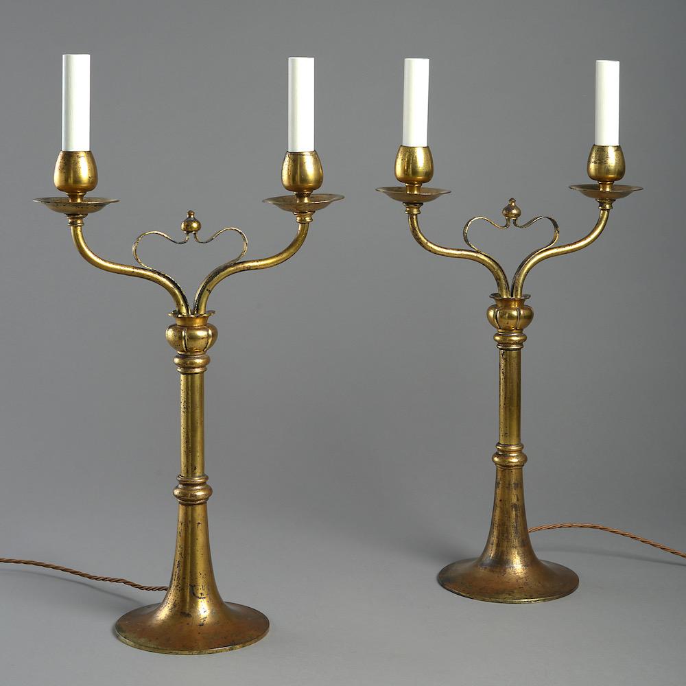 Edwardian Lacquered Brass Candelabra In Good Condition In London, GB