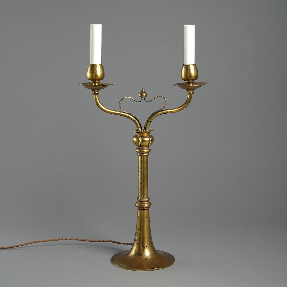 Early 20th Century Edwardian Lacquered Brass Candelabra
