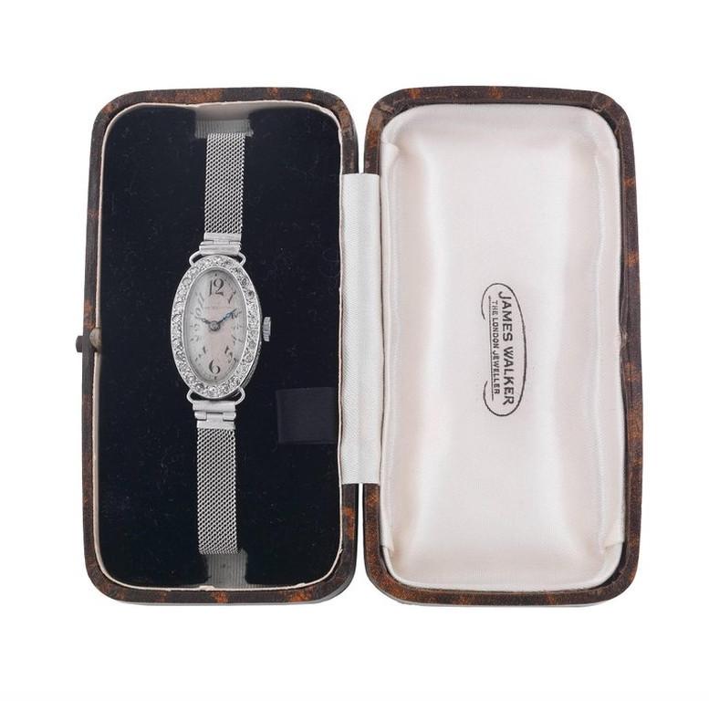 Edwardian Ladies Platinum Diamond Cocktail Wristwatch In Excellent Condition In Firenze, IT