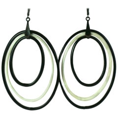 Edwardian Lampwork Glass Long Hoop Earrings