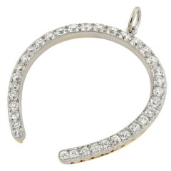 Edwardian Large 3.00 Total Carat Diamond Horseshoe Pendant