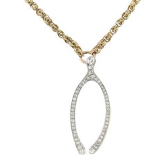 Edwardian Large Diamond Wishbone 3.50ctw with Victorian Chain Necklace