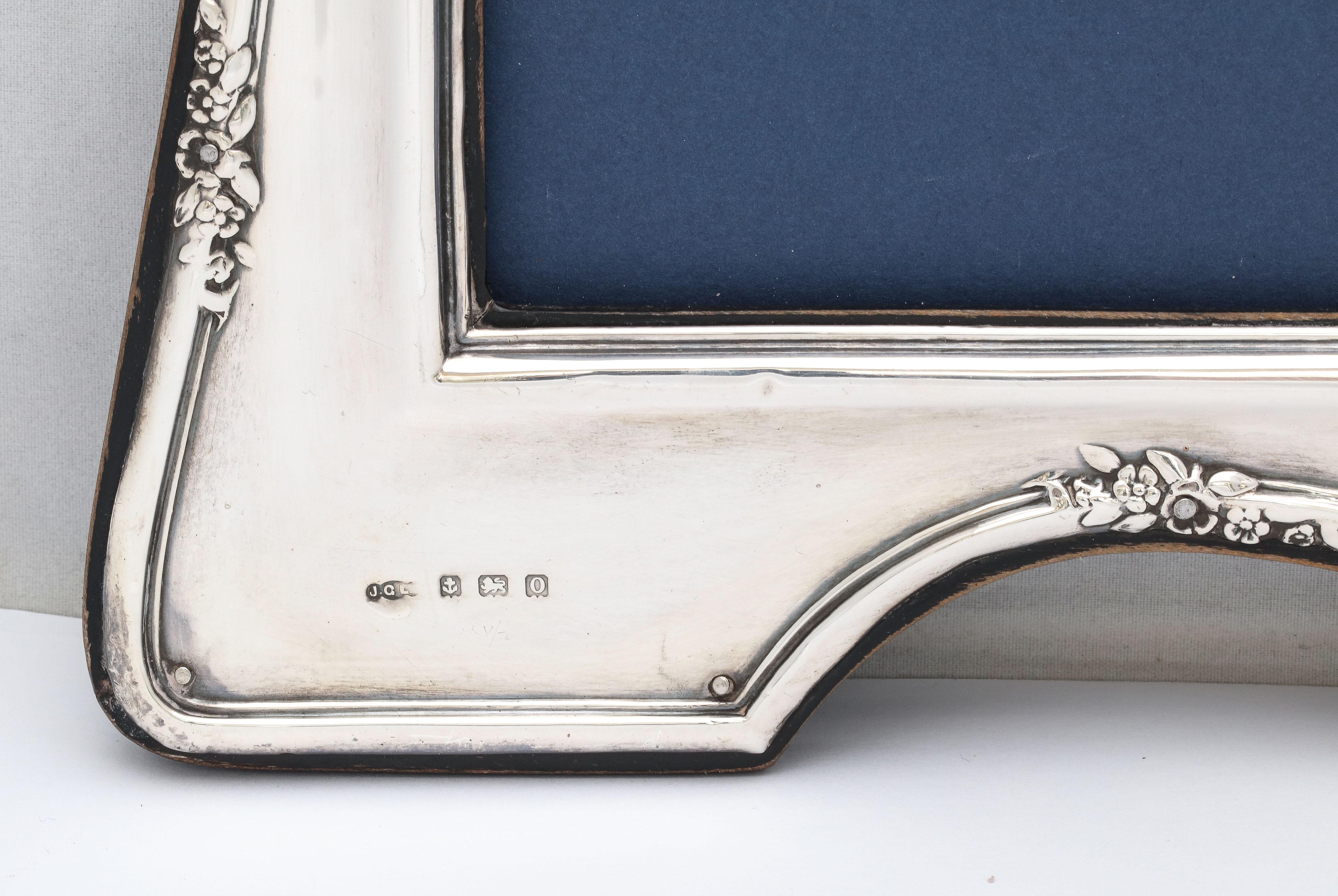 Edwardian Large Sterling Silver Wood-Backed Picture Frame For Sale 8