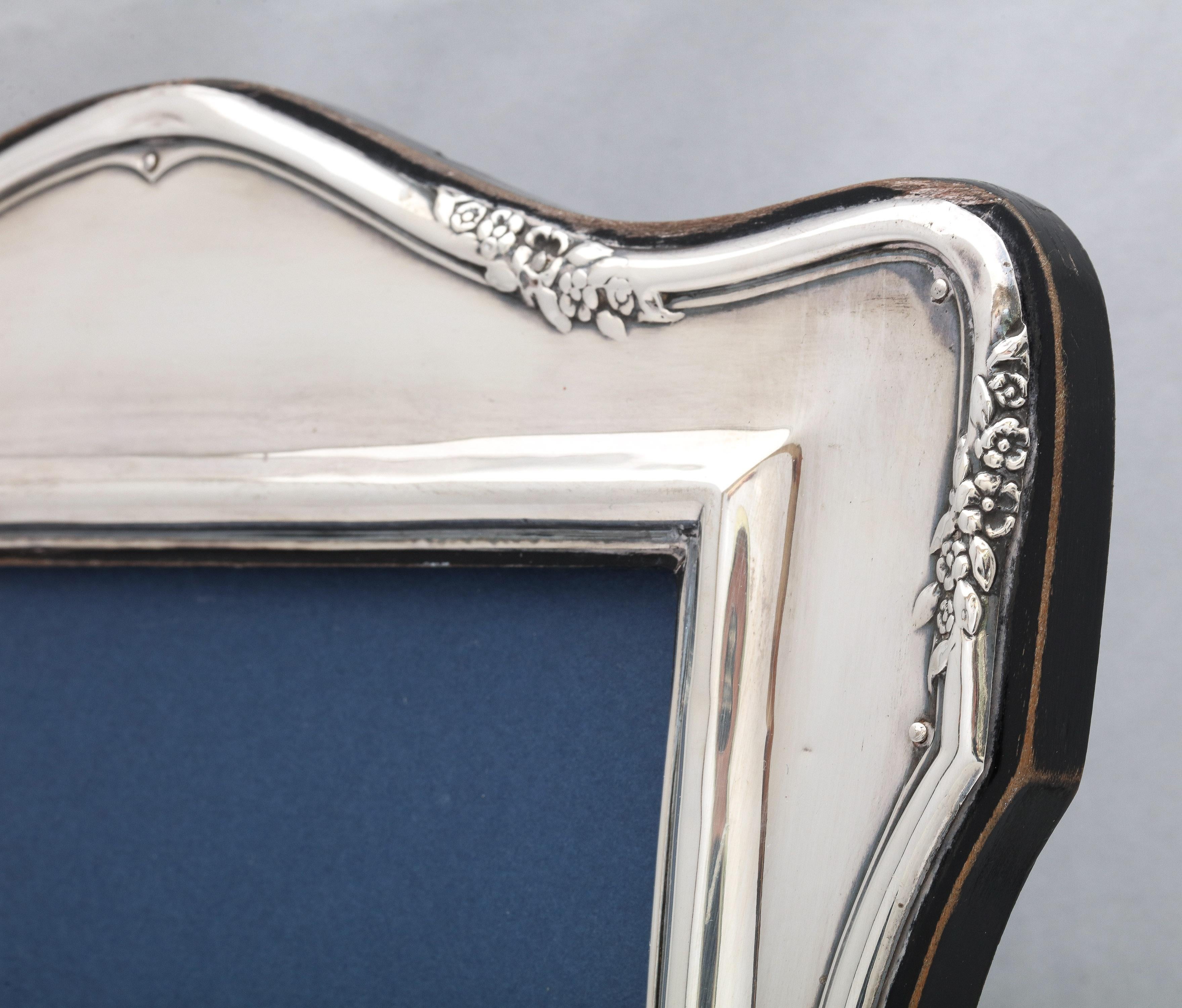 Early 20th Century Edwardian Large Sterling Silver Wood-Backed Picture Frame For Sale