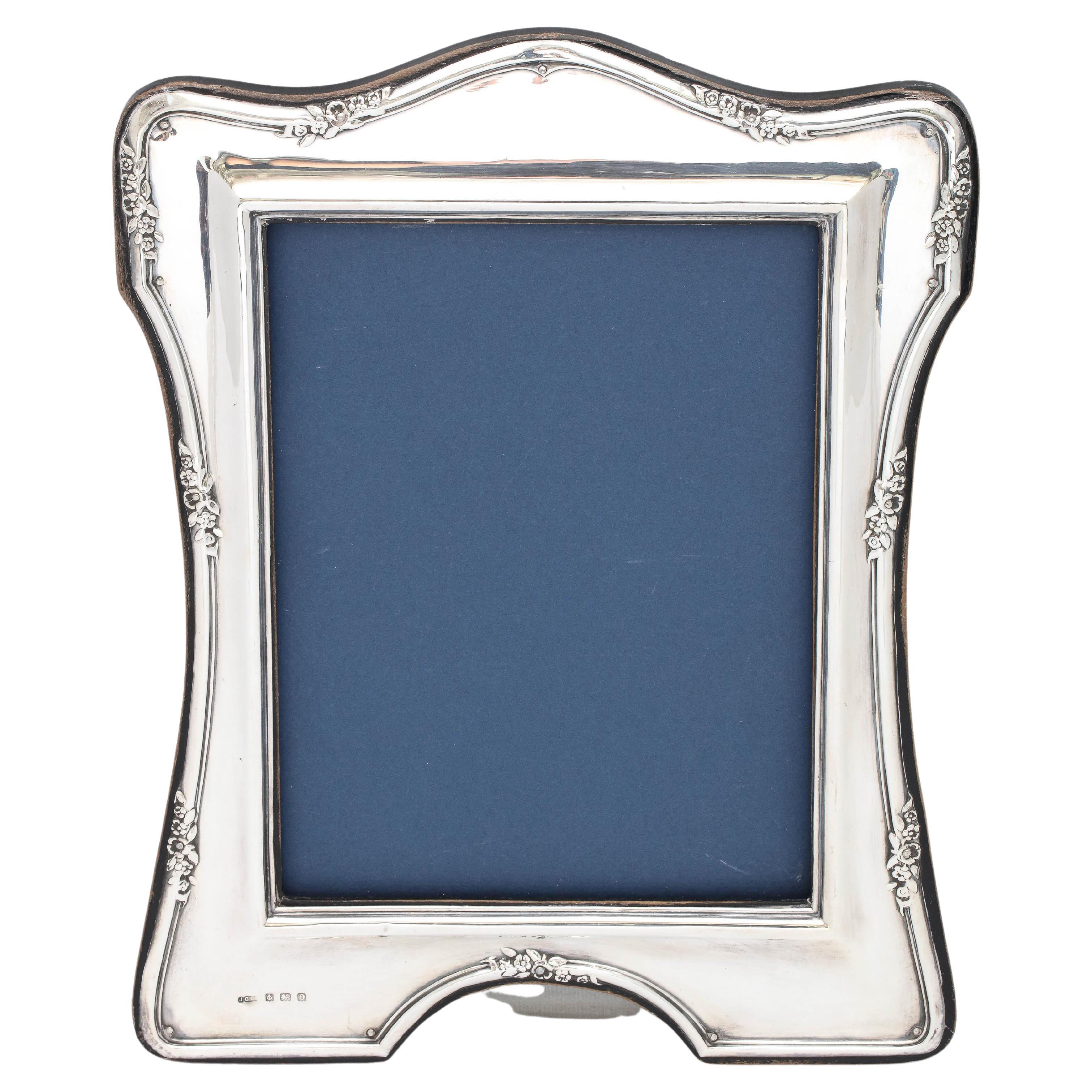 Edwardian Large Sterling Silver Wood-Backed Picture Frame
