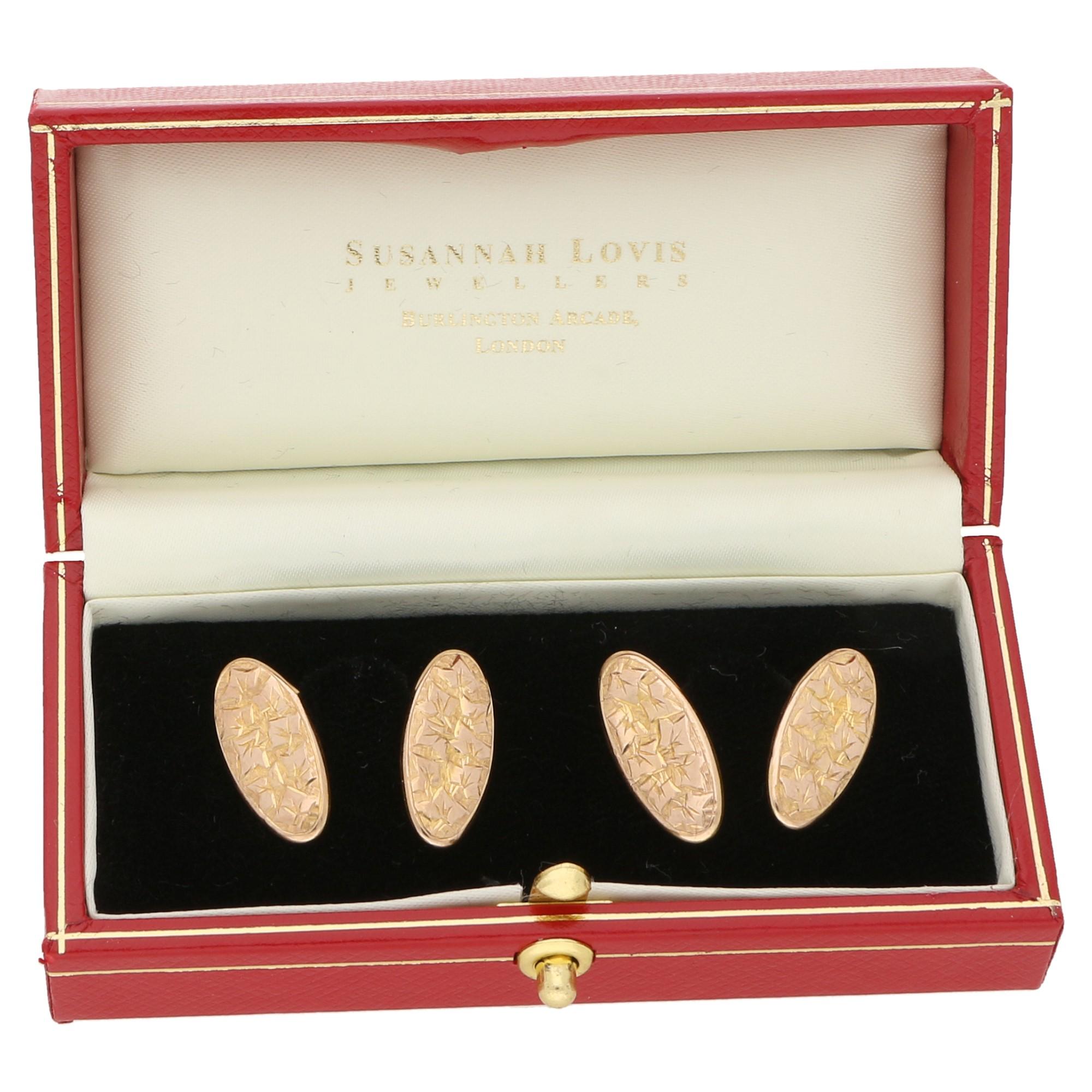 Art Nouveau Edwardian Leaf Pattern Gold Cufflinks