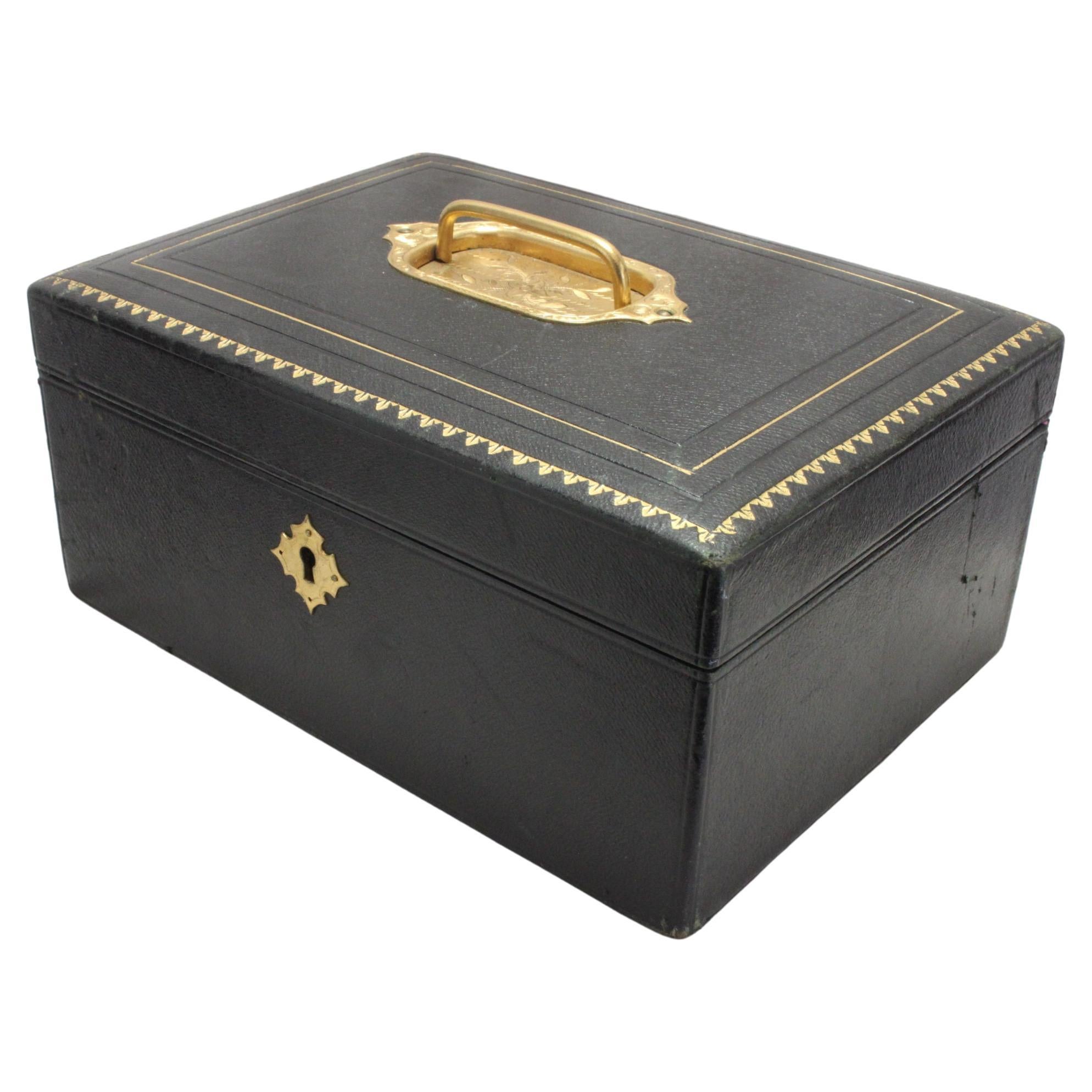 Edwardian leather covered jewellery case