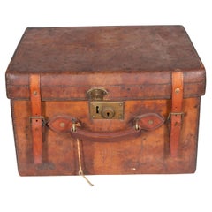 Antique Edwardian Leather Hat Box By Herbert Johnson Of London