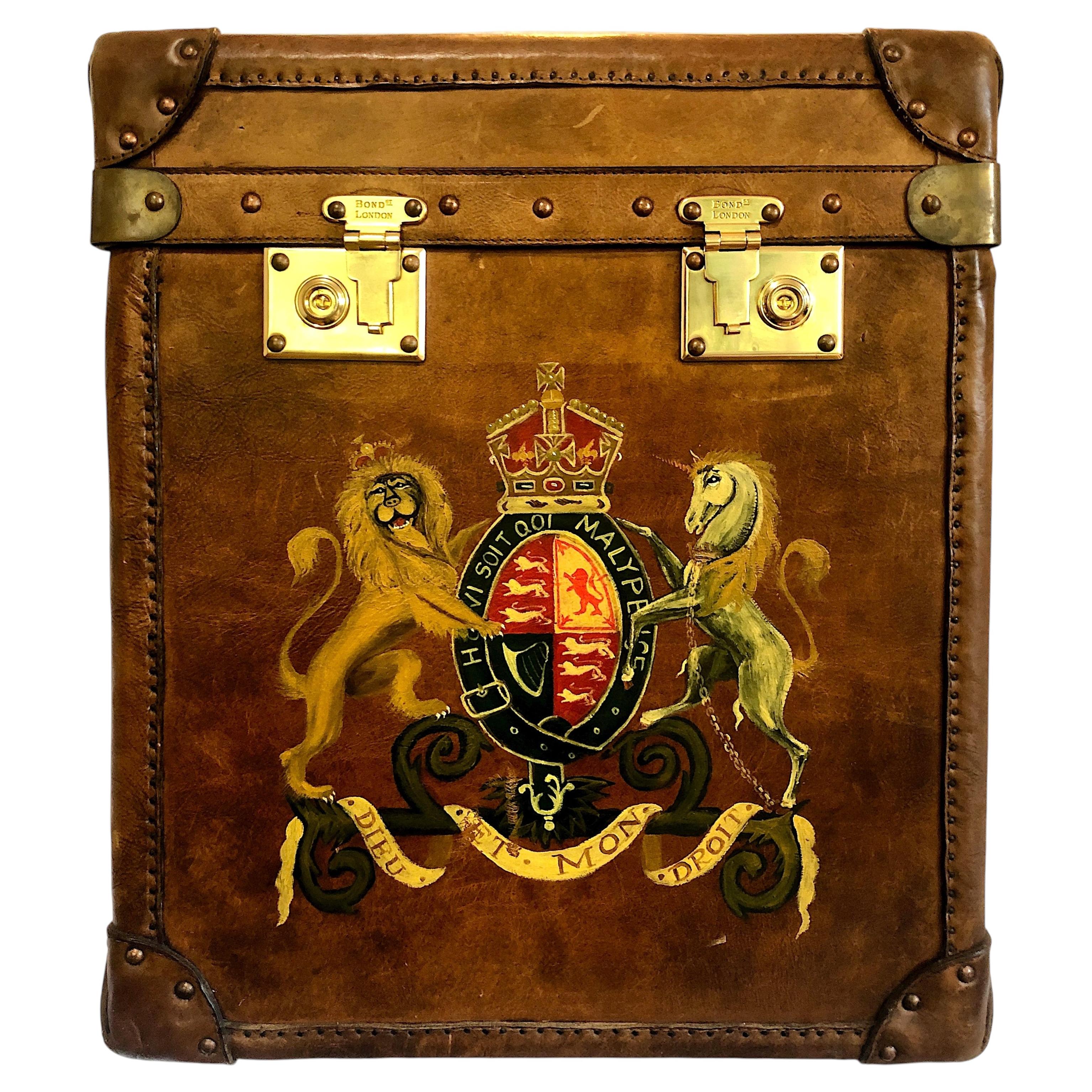 Bagages en cuir de l'époque édouardienne avec armoiries royales britanniques