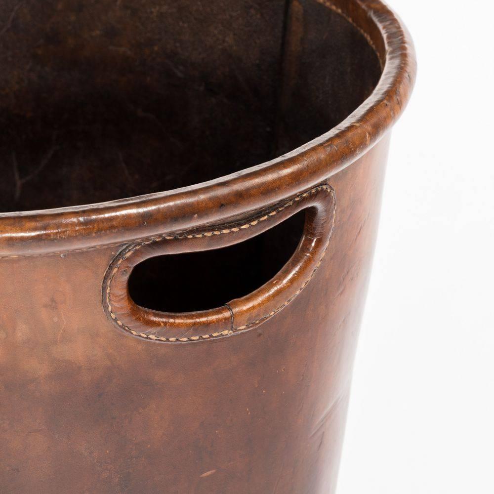 English Edwardian Leather Paper Bucket For Sale