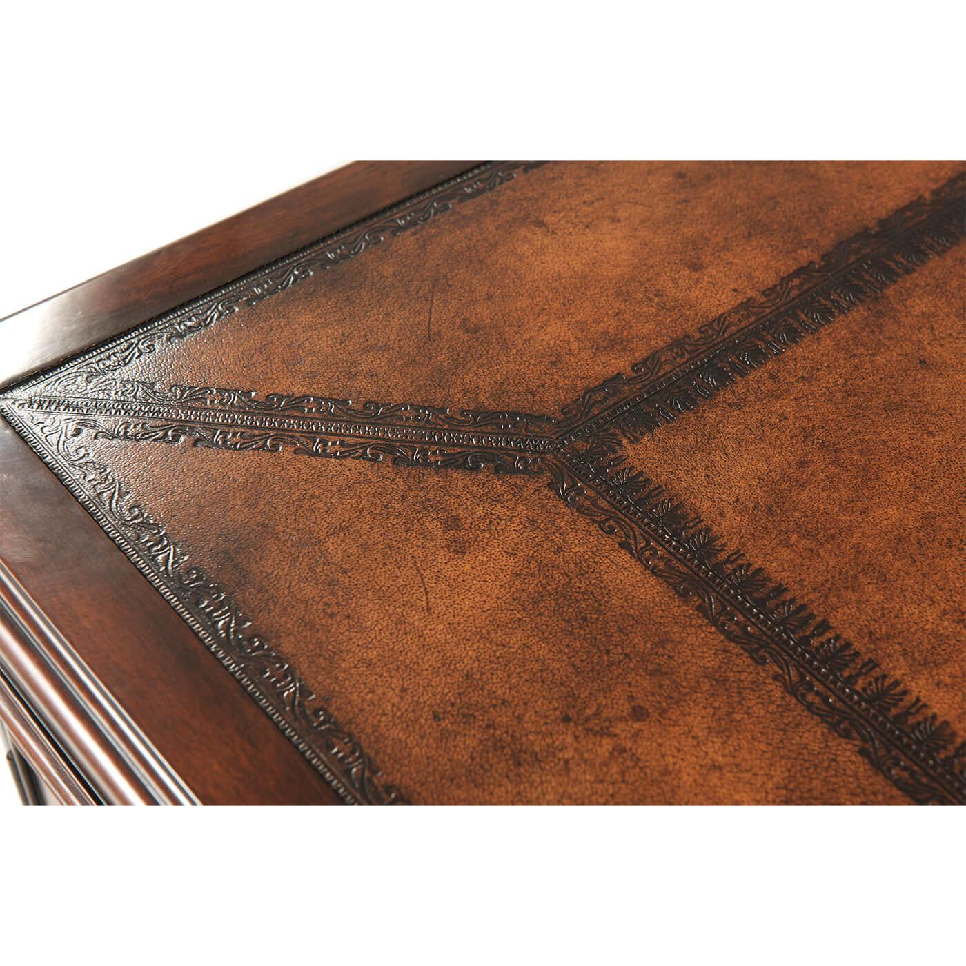 Edwardian Leather Top Pedestal Desk For Sale 4