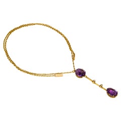 Edwardian Liberty & Co Amethyst Diamond and Gold Necklace in Original Fitted Box