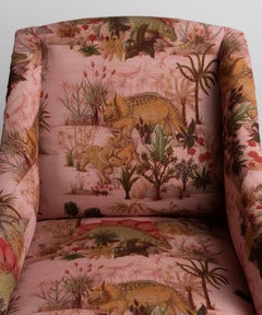 Edwardian Library Chair in Linen / Cotton / Nylon Dinosaur Print from House of H