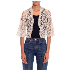 Antique Edwardian Linen Handmade Lace Jacket