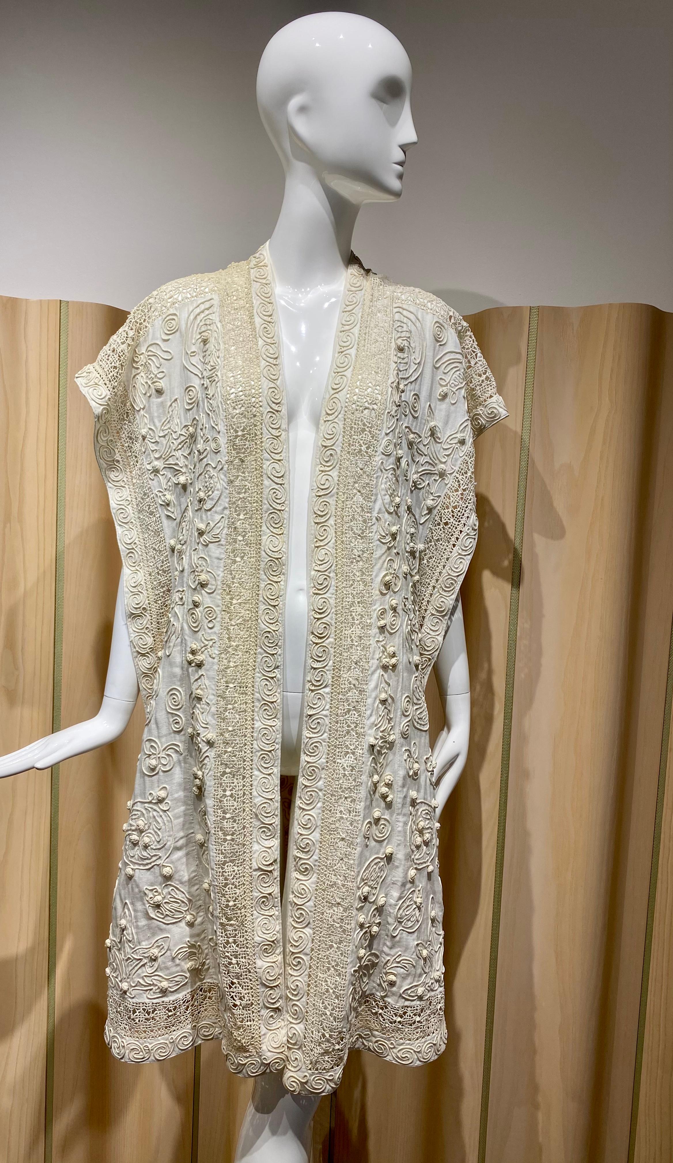 Edwardian Linen Vest with soutache trim 2
