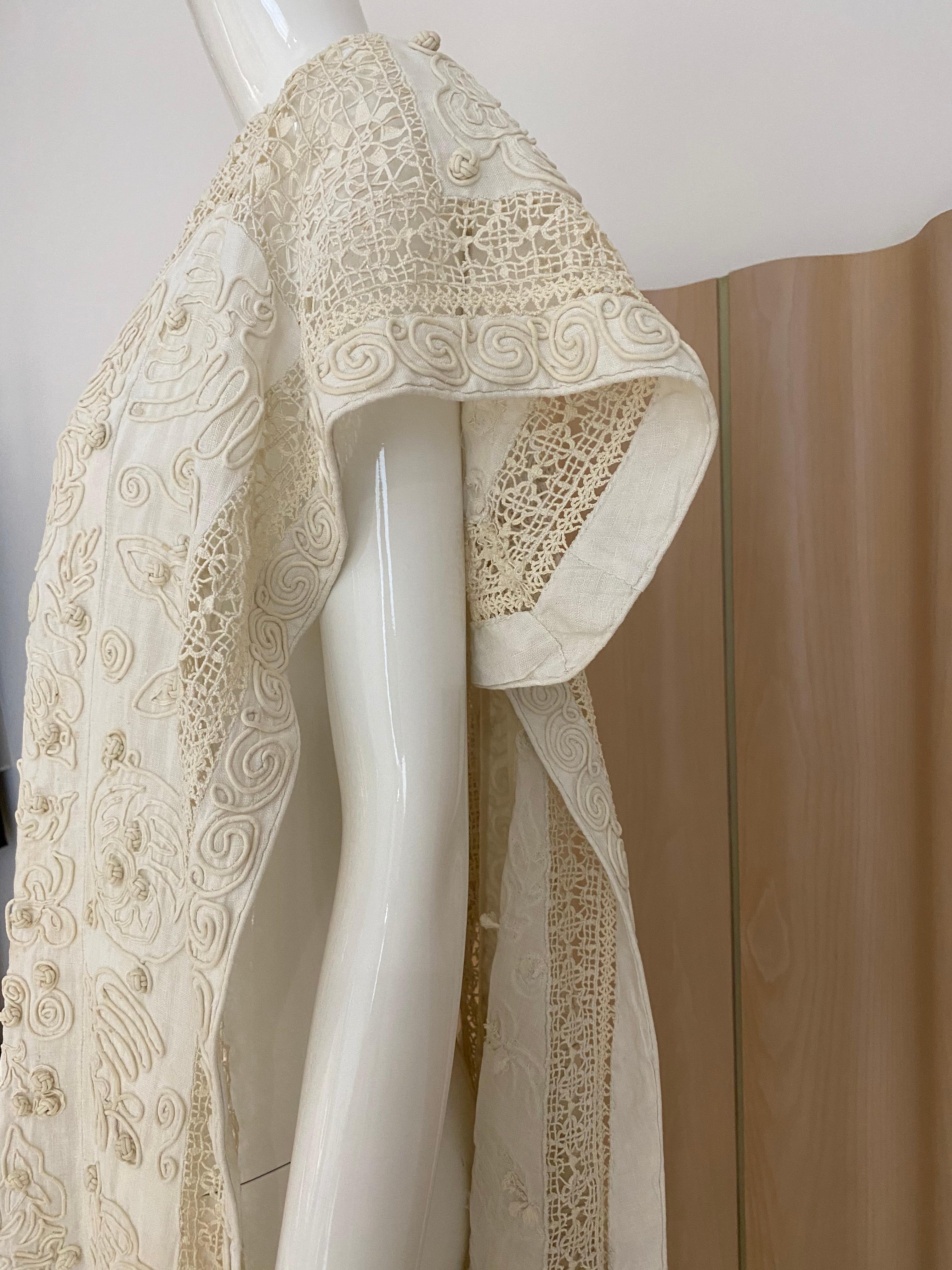 Edwardian Linen Vest with soutache trim 4