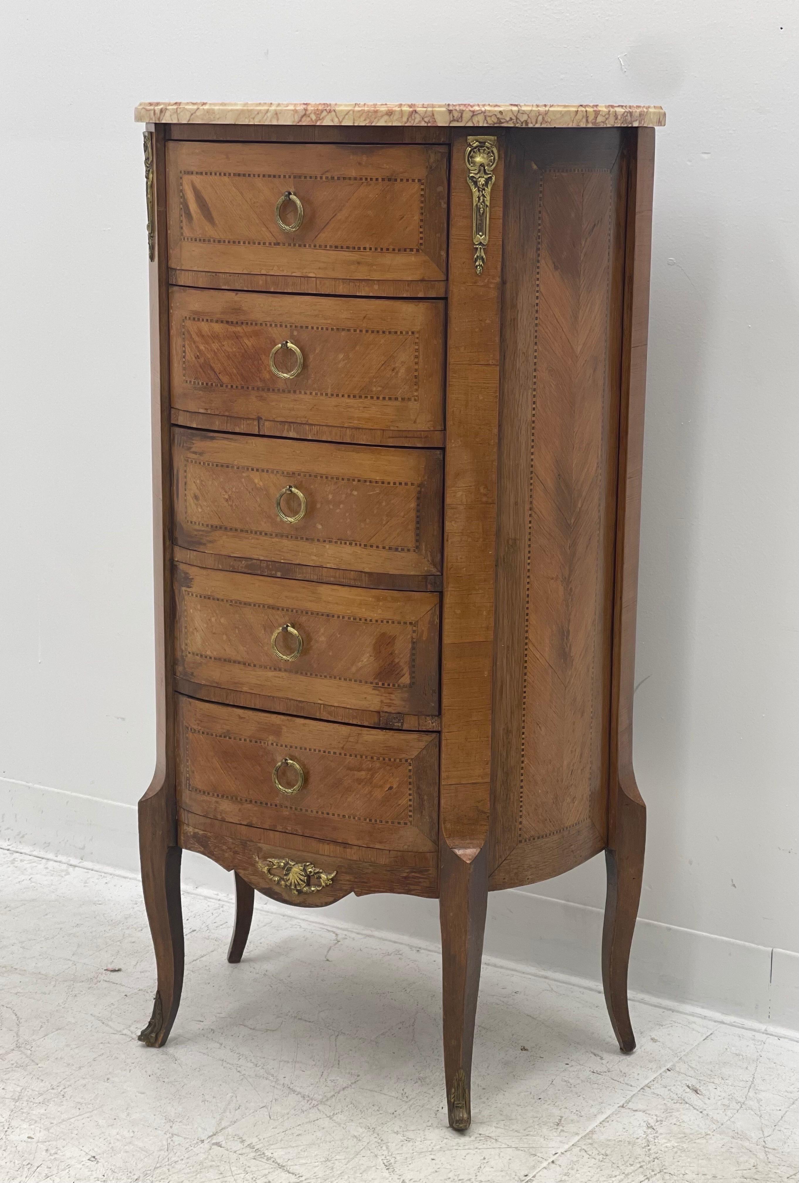 Édouardien Coffre à lingerie édouardien vers 1900, meuble de rangement à tiroirs à queue d'aronde en marbre en vente