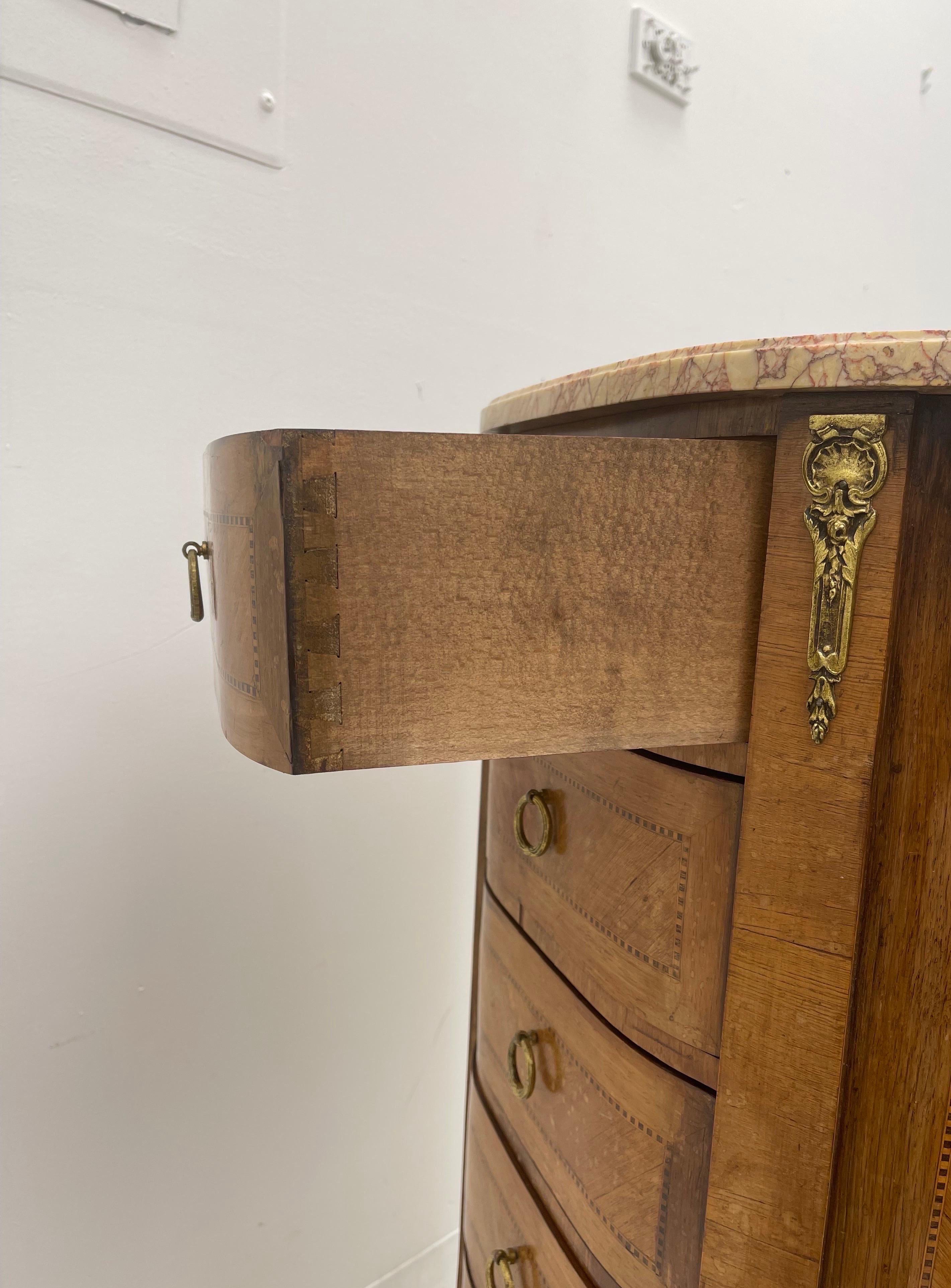Cherry Edwardian Lingerie Chest Circa, 1900s Marble Top Dovetail Drawers Cabinet For Sale