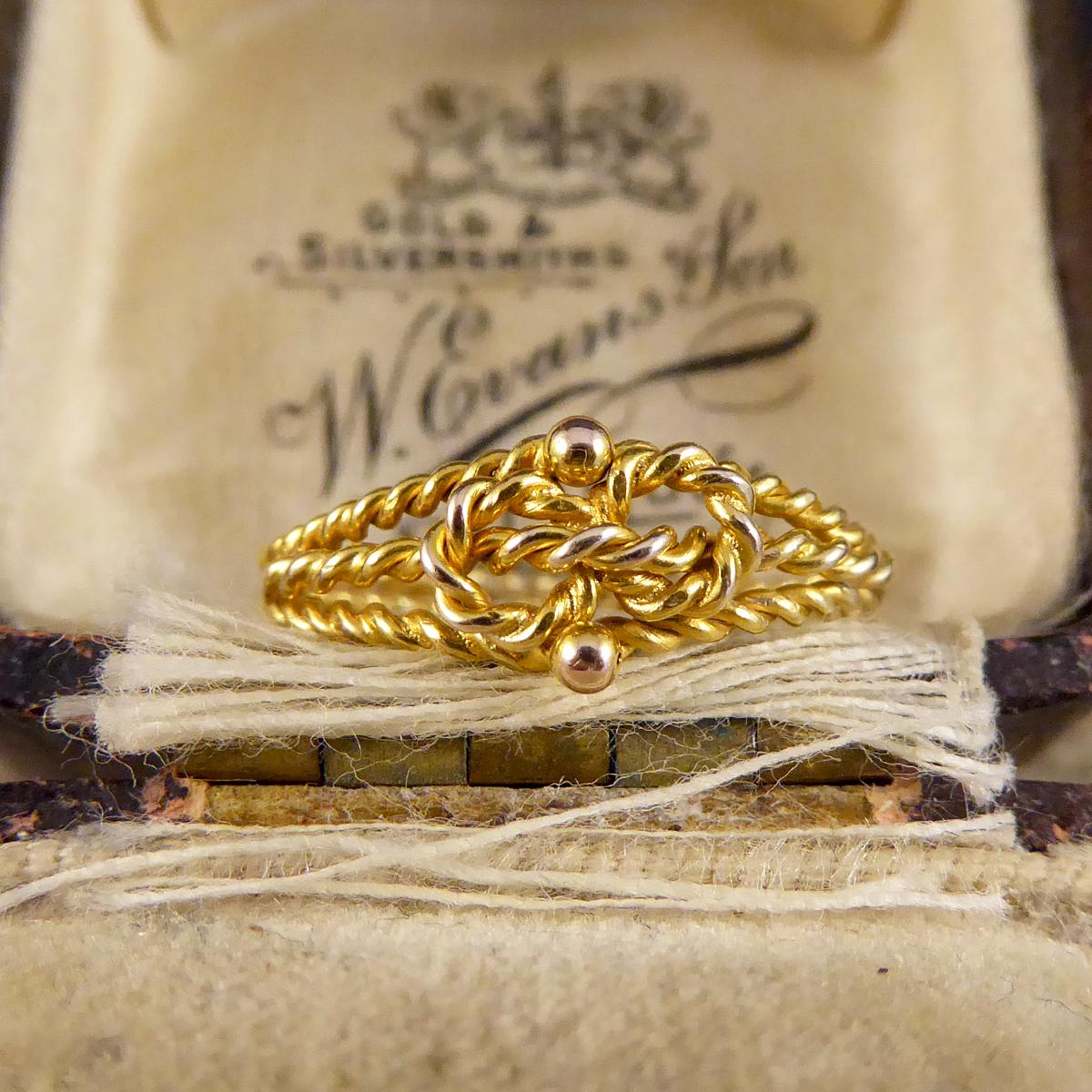 Edwardian Love Knot Ring Crafted in 9ct Yellow Gold 6