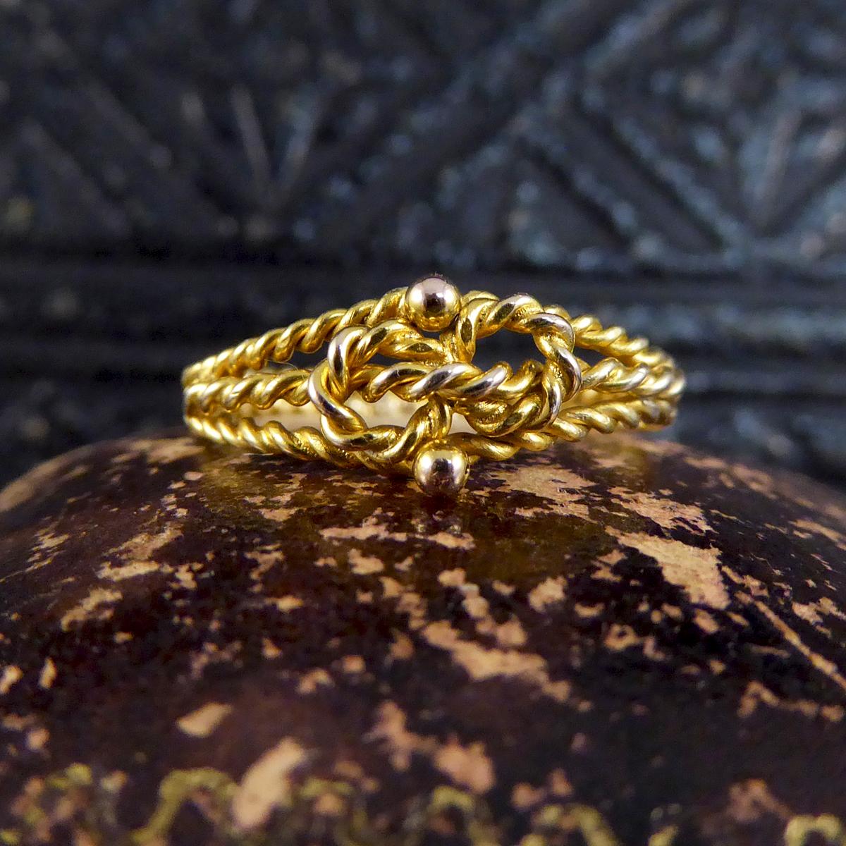Edwardian Love Knot Ring Crafted in 9ct Yellow Gold 4