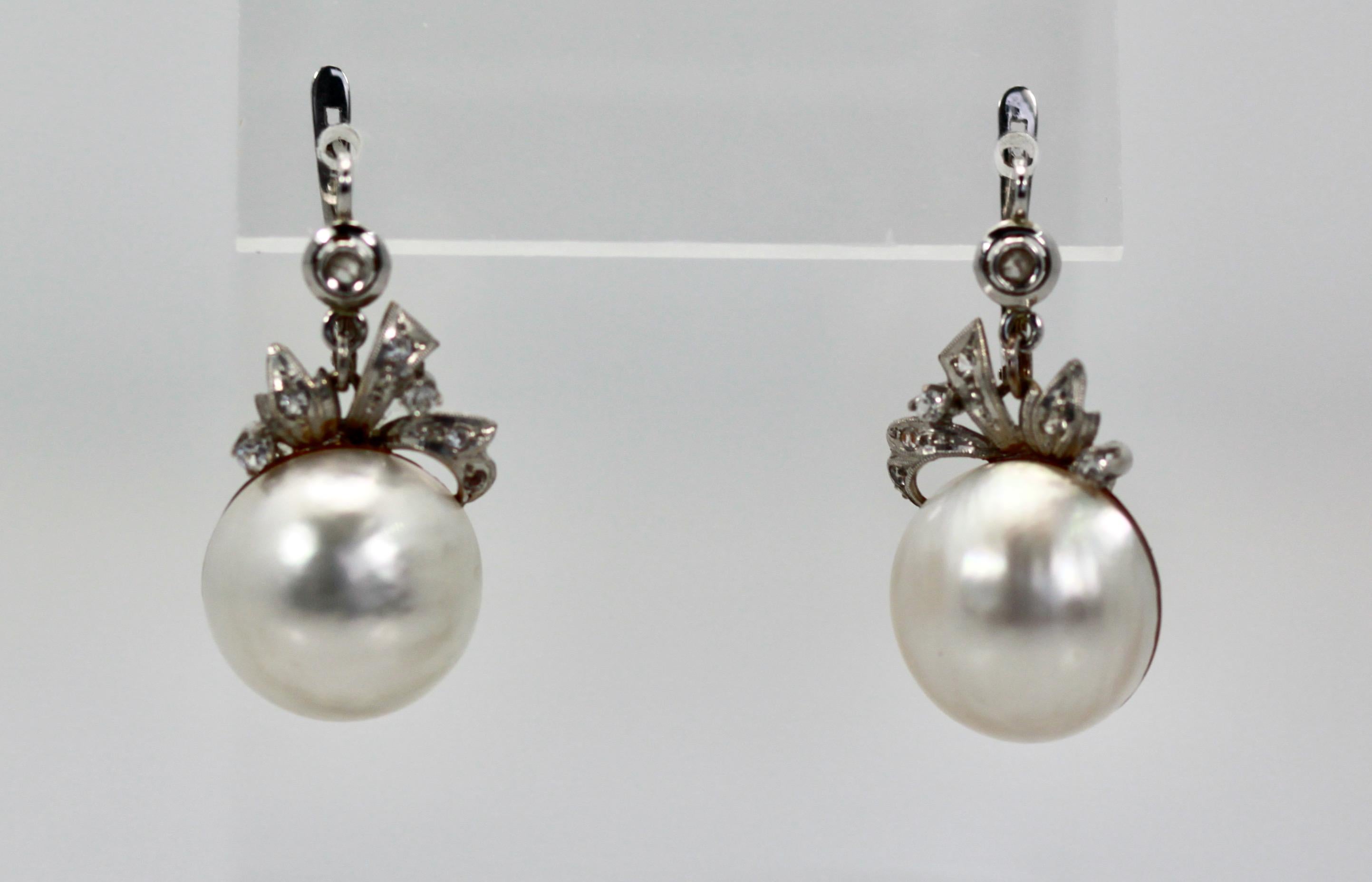 Round Cut Edwardian Mabe Pearl Diamond Earrings For Sale