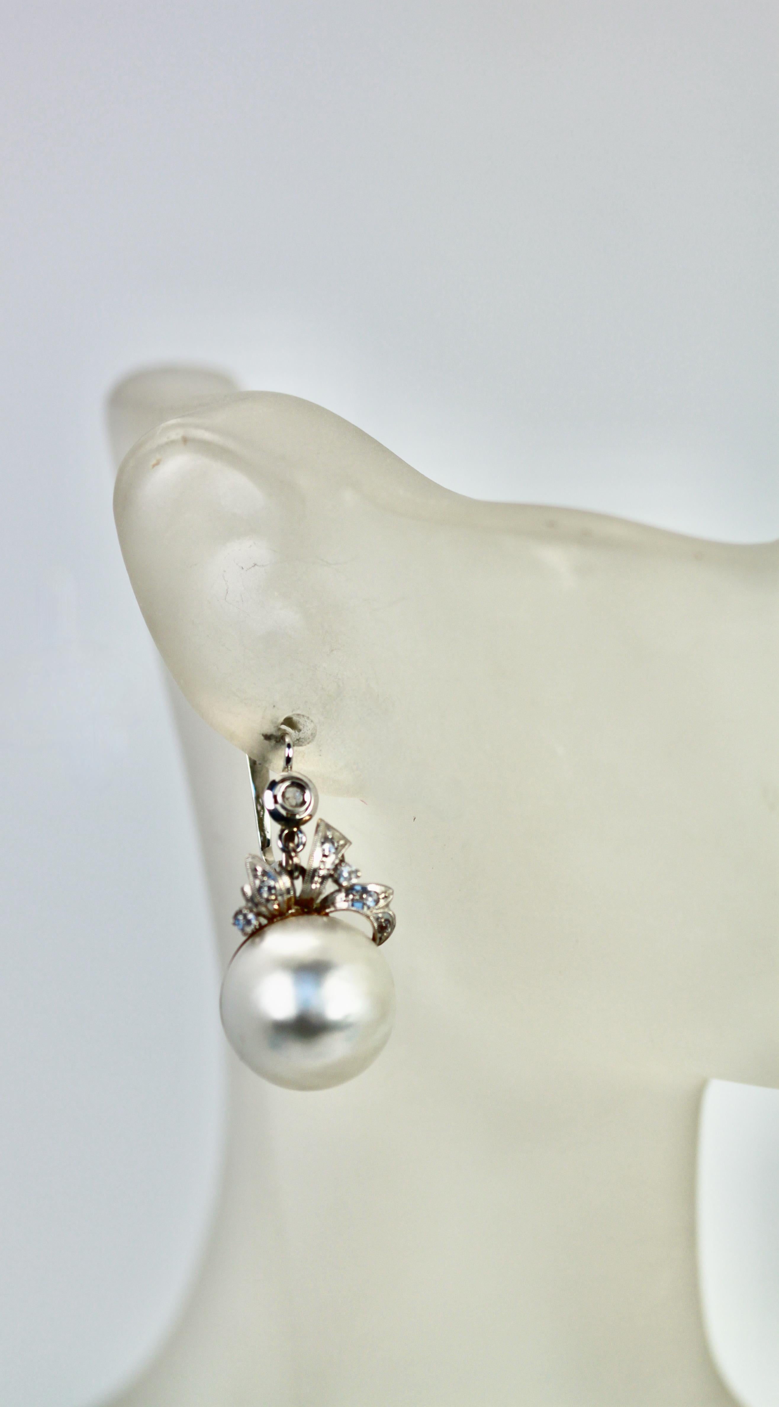 Mabe Perlen-Diamant-Ohrringe im edwardianischen Stil im Angebot 3