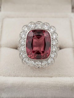 Edwardian Madeira Citrine Diamond Platinum 14 KT ring