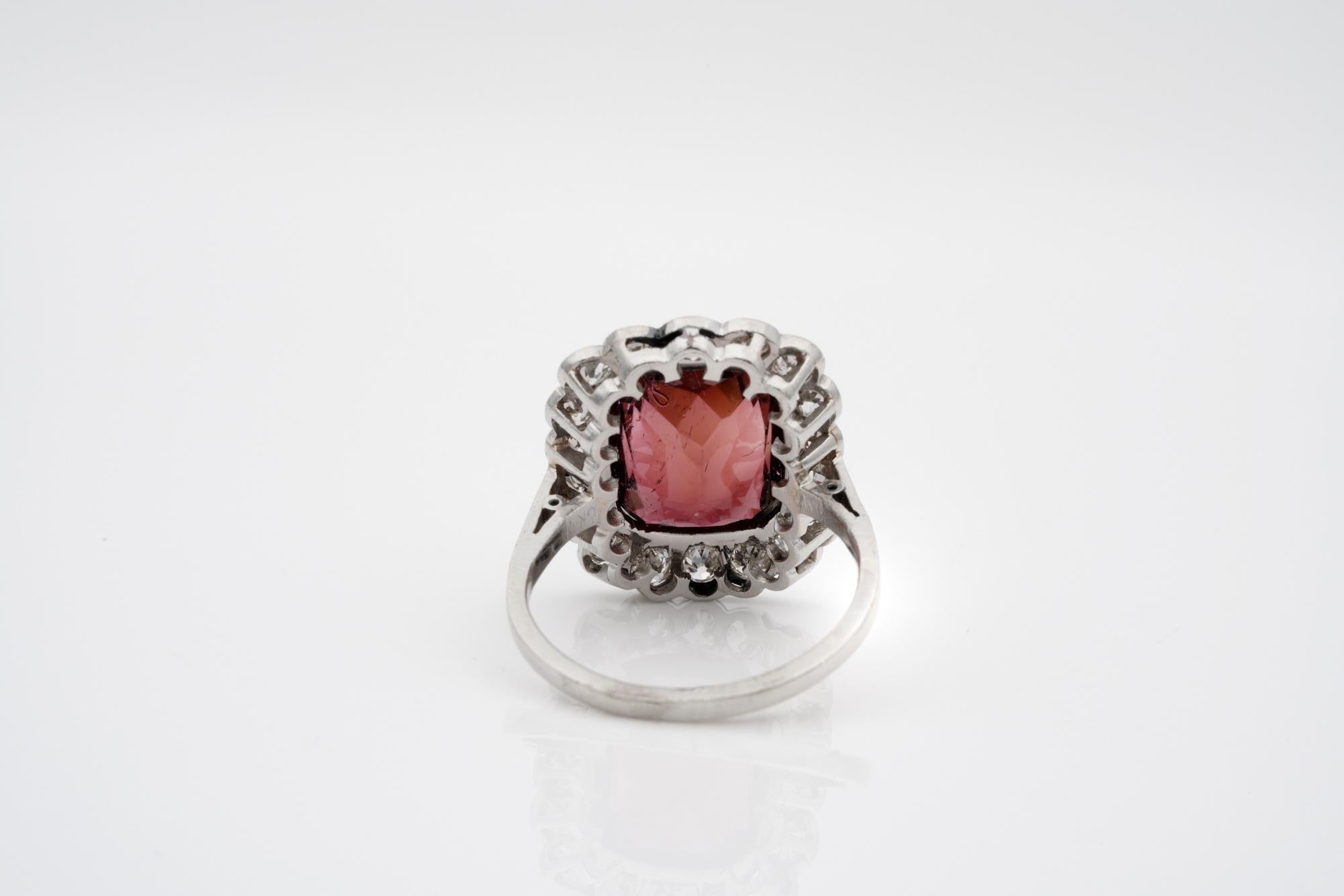 Edwardian Madeira Citrine Diamond Platinum 14 KT ring For Sale 1