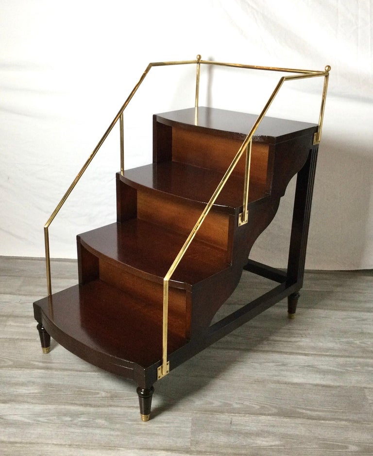 Edwardian Mahogany and Brass Library Steps For Sale at 1stDibs