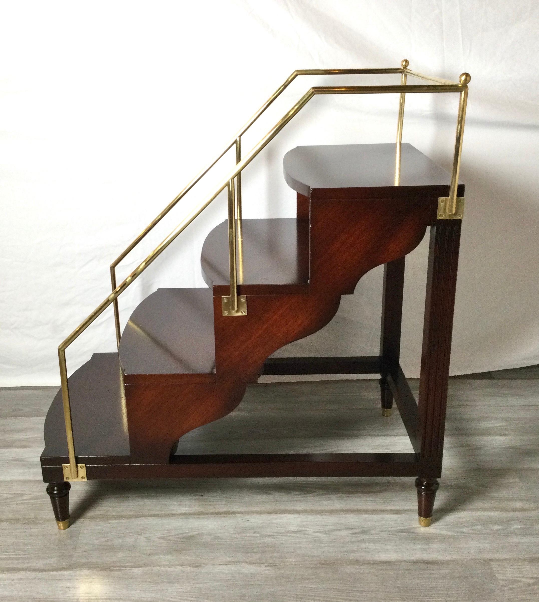 Early 20th Century Edwardian Mahogany and Brass Library Steps